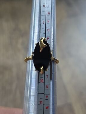 Avon Gold-Tone Ring with Black Oval Stone